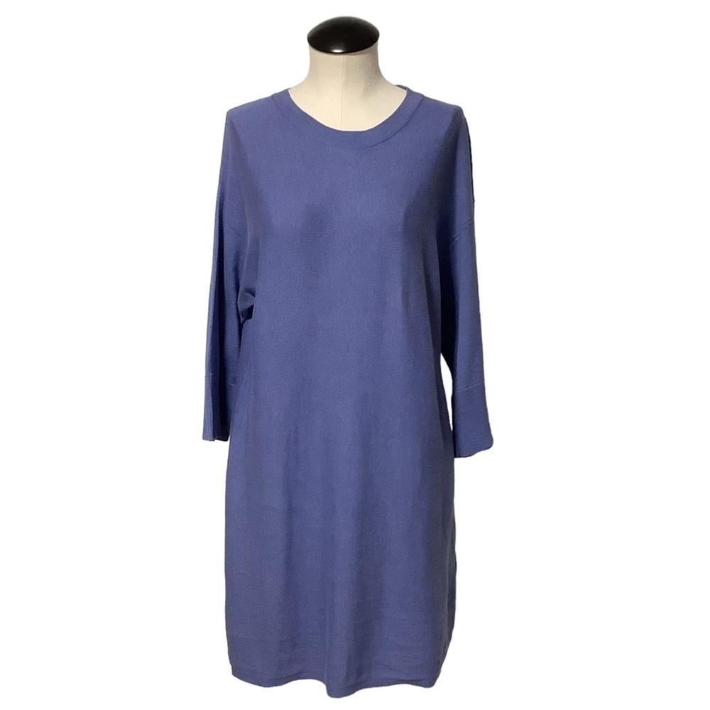 EILEEN FISHER Periwinkle Blue Organic Cotton Knit Tunic Dress XS‎